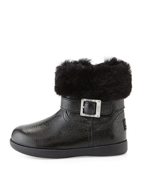 Ugg Toddler Gemma Patent Leather Boot Black Sizes 6 10t