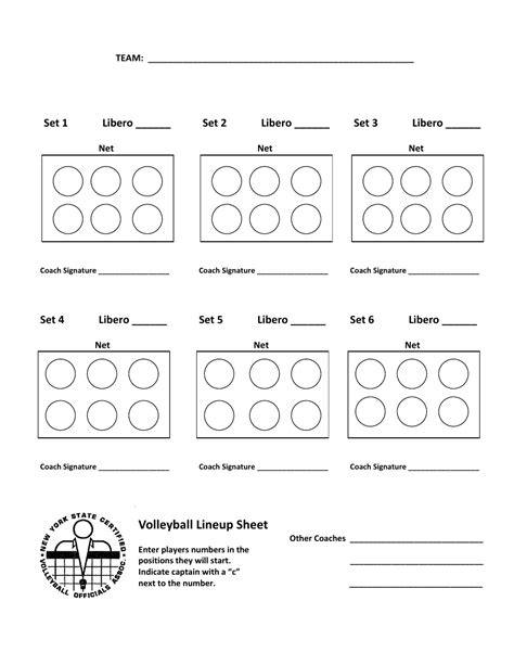 Printable Volleyball Lineup Sheet Woodard