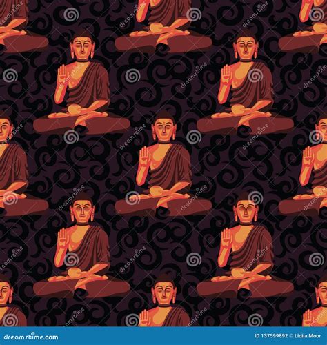Seamless Pattern With Buddha Stock Vector Illustration Of Buddhist