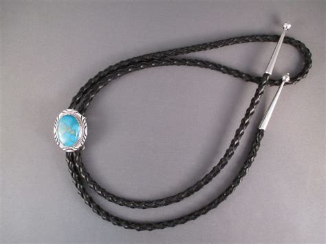 Simple Kingman Turquoise Sterling Silver Bolo Tie