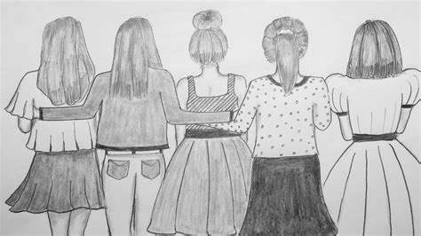 Friendship Day Special 2020 5 Best Friends Pencil Sketch Girl