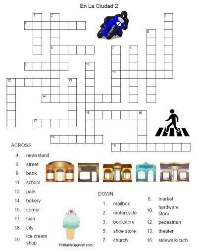 11 resources for all levels. Printable Spanish FREEBIE of the Day: En La Ciudad crossword puzzle #2 from PrintableSpanish.com ...