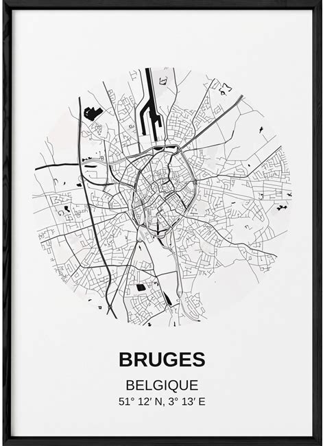 Carte Bruges Poster Ville à Afficher Dans Le Salon Lafficherie