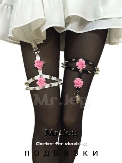 Double Cross Design Fashion Harajuku Garters Belts Flowers Rivet Punk Garters For Women Ts