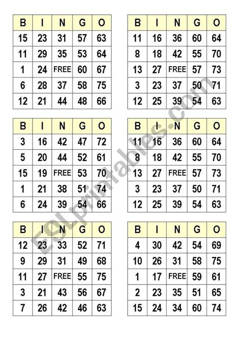 Numbers Bingo Cards Esl Worksheetsatodude Printable Bingo Cards
