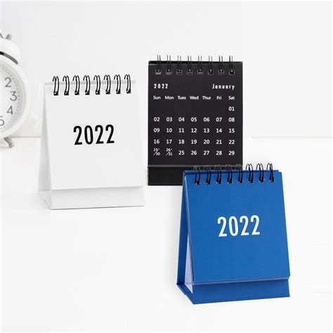 2022 Simple Desk Coil Calendar With Stickers Mini Dual Daily Schedule