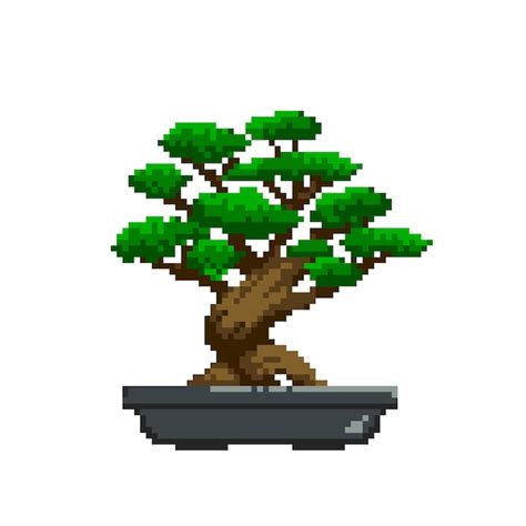 Premium Vector Japanese Bonsai Trees In The Style Of Pixel Art