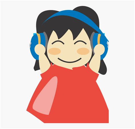 Girl With Headphone3 Clip Art Listen To Music Clipart