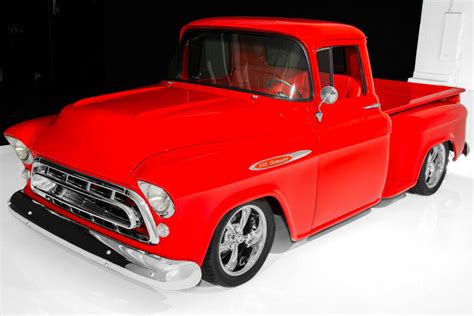1957 Chevrolet Pickup 3100 Red On Red 427ci Big Block Automatic Chrome Classic Chevrolet