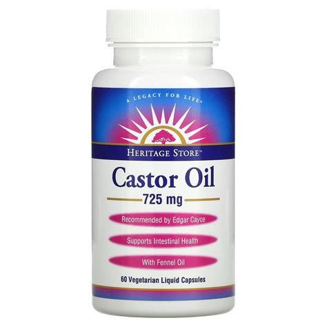 Heritage Store Castor Oil 725 Mg 60 Vegetarian Liquid Capsules Iherb