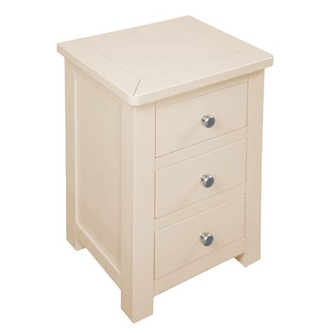 Manor Cream 3 Drawer Bedside Table Nightstand Fully Assembled