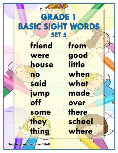 Basic Sight Words Grade 1 Free Download Deped Click