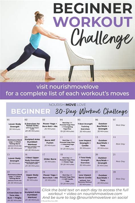 30 Day Beginner Workout Plan W Youtube Videos Nourish Move Love