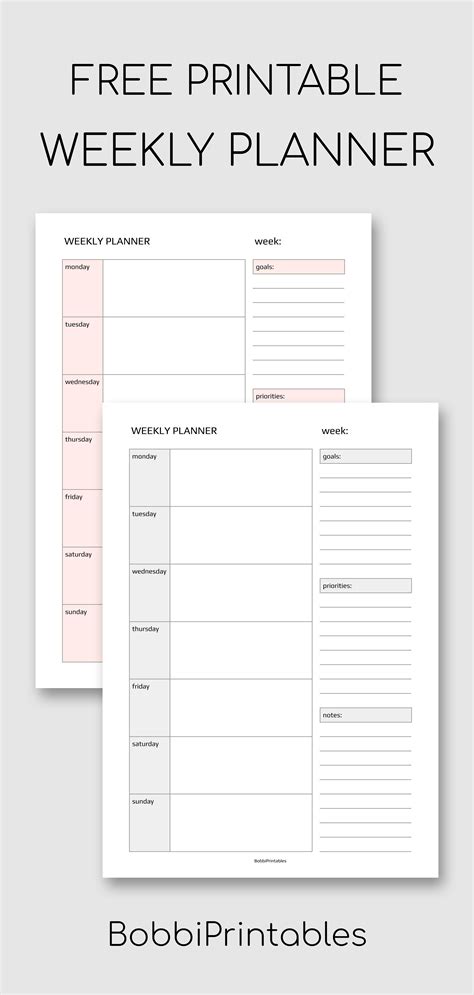 Weekly Planner Printable | Weekly planner free printable, Weekly planner free, Weekly planner ...