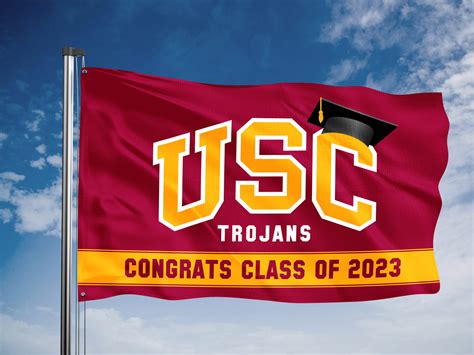 Single Sided Usc Trojans Pole Flag Usc Signs And Banners