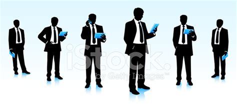 Businessmen Silhouettes With Computers Stock Photo Royalty Free