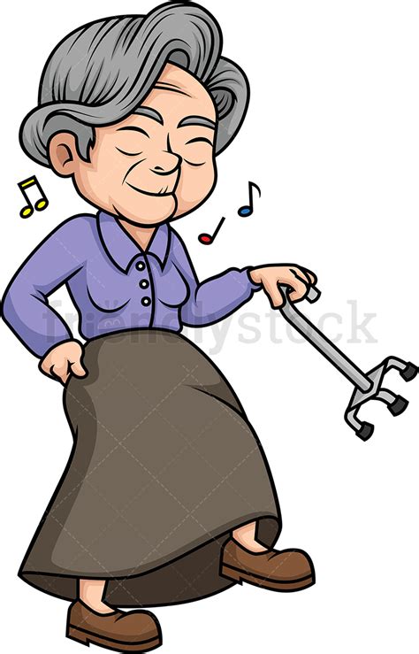 Old Lady Dancing Cartoon Clipart Vector Friendlystock