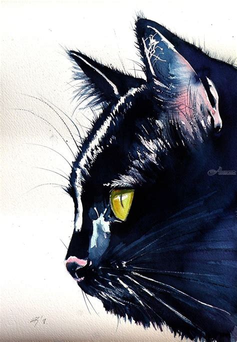 Black Cat Paintings By Kovacs Anna Brigitta