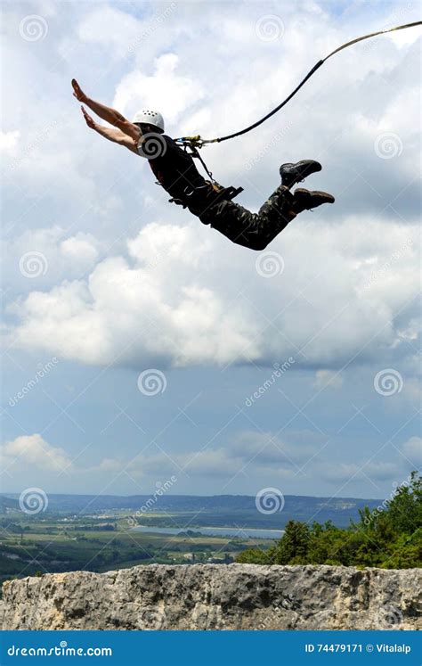 Jump Off The Cliff Stock Image Image Of Ropejumping 74479171
