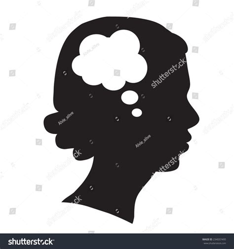 Women Thinking Head Icon Black Silhouette Vetor Stock Livre De