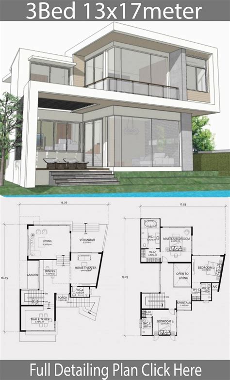 Modern House Design Plan 75x10m With 3beds Home Ideas