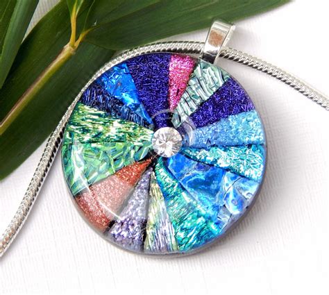 Pinwheel Dichroic Glass Pendant Fused Glass Jewelry Etsy Fused