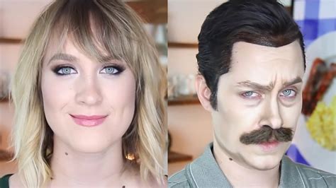 watch makeup artist transform herself into ron swanson mashable