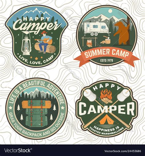 Set Summer Camp Patches Concept Royalty Free Vector Image