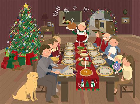 Royalty Free Christmas Dinner Table Clip Art Vector Images