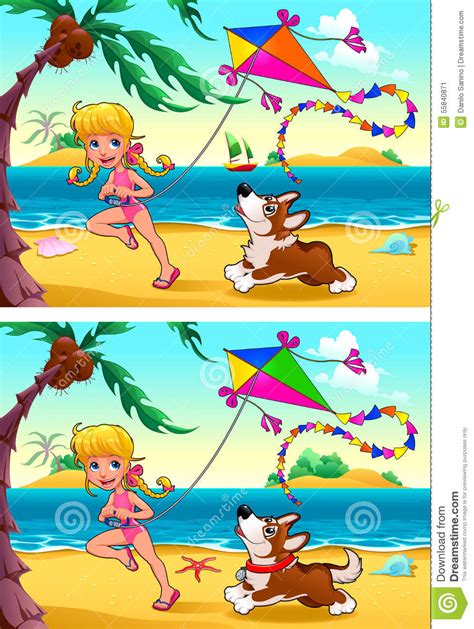 Spot The Differences Stock Vector Illustration Of Summer