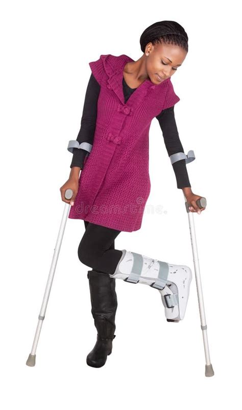 African American Woman Crutches Stock Photos Free And Royalty Free
