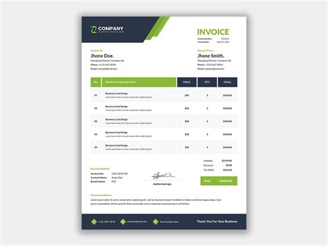 Professional Business Invoice Template Design Uplabs