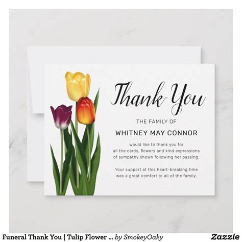 Funeral Thank You Tulip Flower Memorial Zazzle Funeral Thank You