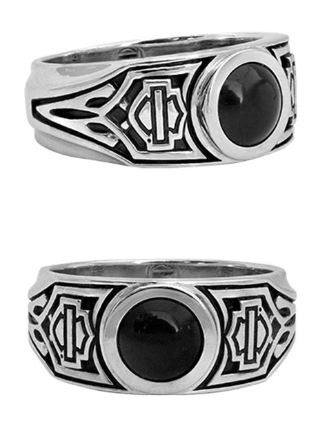 Harley Davidson® Mens Black Tribal Onyx Bands Ring Sterling Silver