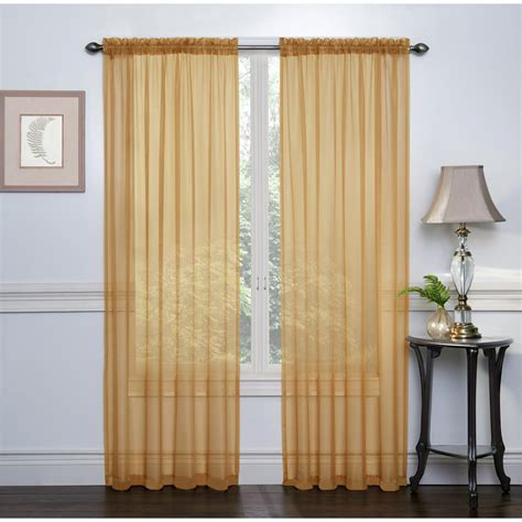 Ruthys Textile Gold Sheer Curtains Set Of 2 Window Panel Drape Pair 54