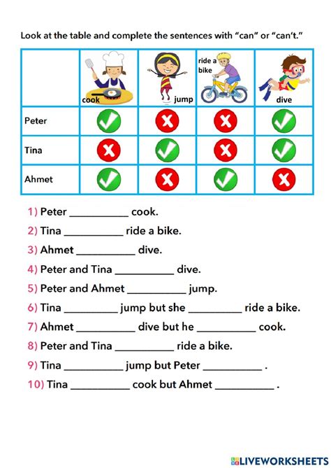 Can Or Cant Interactive Activity For Grade 4 You Can Do The Exercises