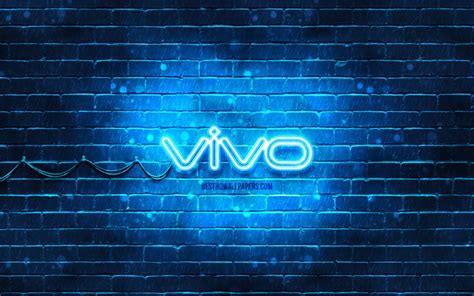 Download Wallpapers Vivo Blue Logo 4k Blue Brickwall Vivo Logo