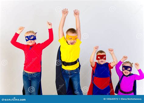 Superheroes Kids Friends Stock Photo Image Of Costume 105643972