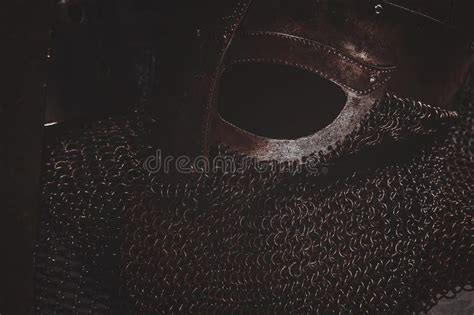 Photo Of Ancient Helmet With Chain Mail Stock Photo Image Of