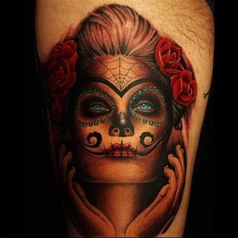 Day Of The Dead Skull Sleeve Tattoos Sugar Skull Tattoos Skull Tattoo