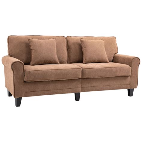 Homcom Modern Classic 3 Seater Sofa Corduroy Fabric Couch With Pine