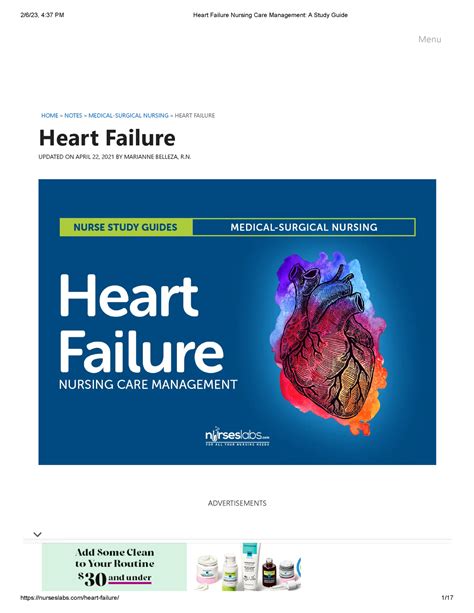 Heart Failure Nursing Care Management A Study Guide Home Notes