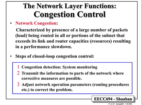 Congestion Control The Network Layer Functions