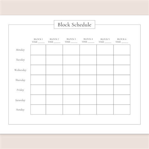 Block Schedule Printable Daily Planning Printable Schedule
