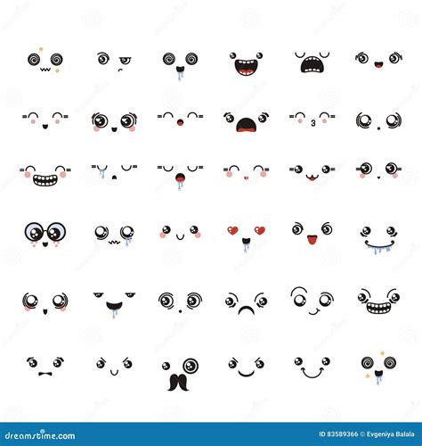 Kawaii Emoticon Vector Cartoon Emotion Character With Face Expression