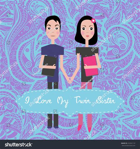 Winter Twins I Love My Twin Sister Happy Birthday Invitation Card With