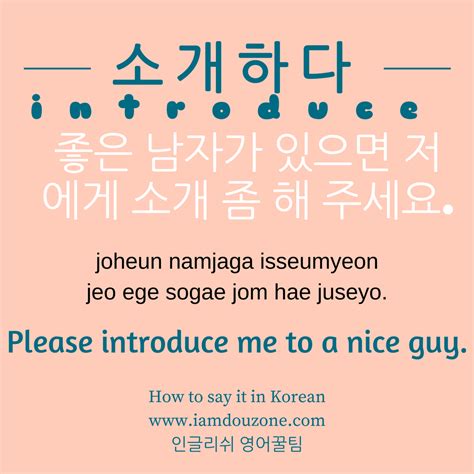 How To Say It In Korean Please Introduce Me To A Nice Guy Korean