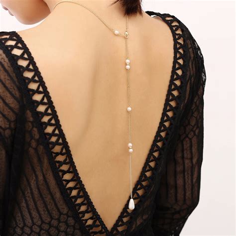Long Necklace Body Sexy Chain Bare Back Pearl Pendant Chain Necklace