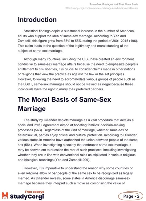 Same Sex Marriages And Their Moral Basis Free Essay Example