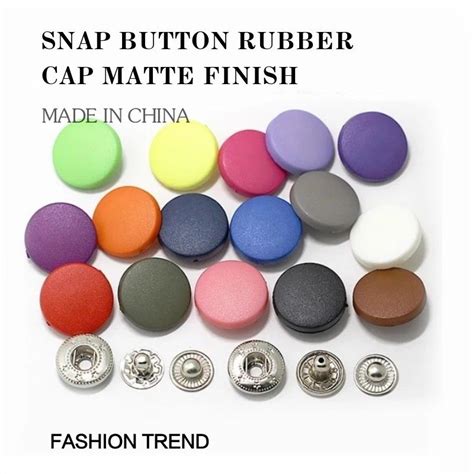 Combined Round Metal Snap Button Plastic Rubber Effect Cap Matt Painted